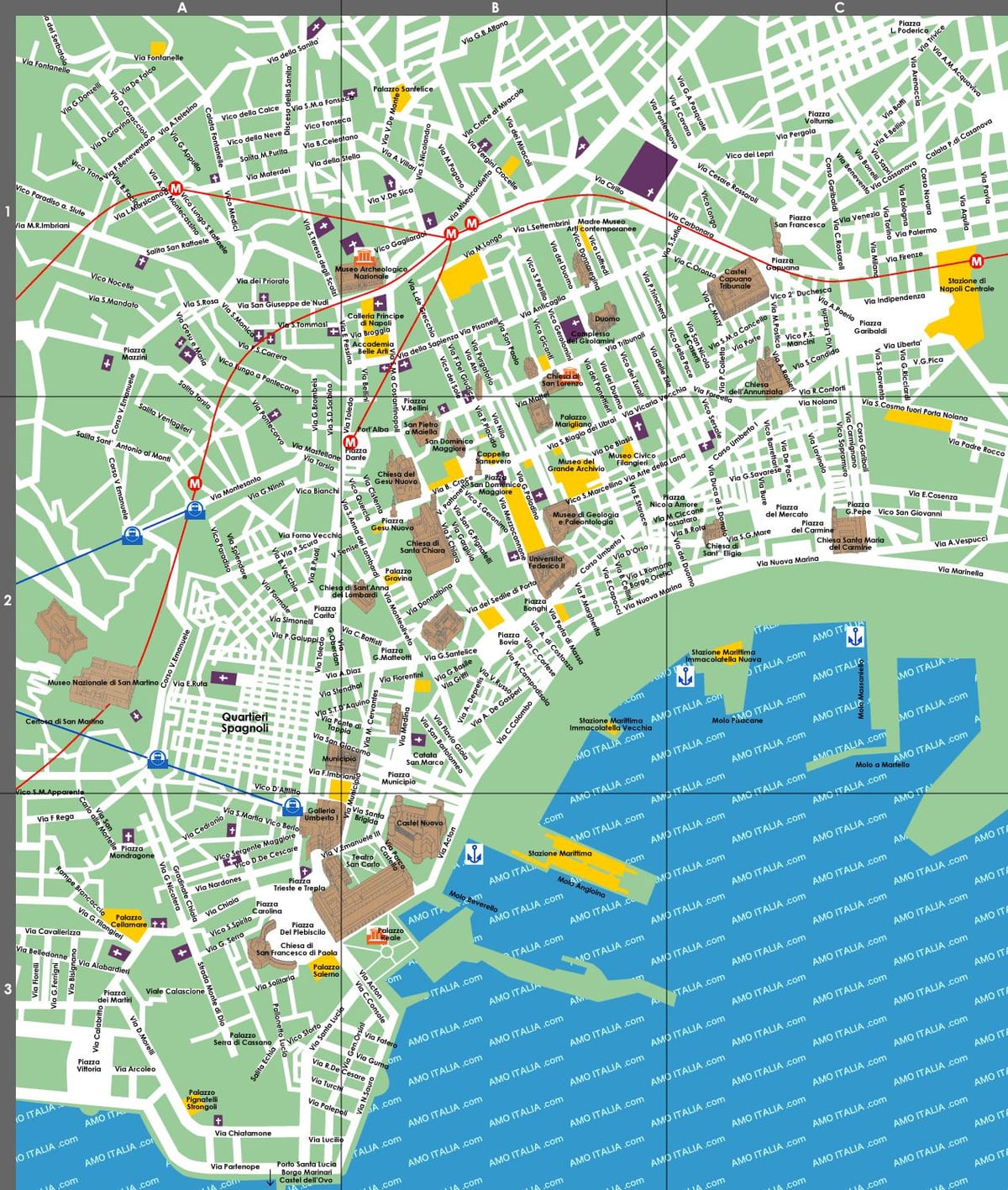 napoli سیاحوں کی نقشہ